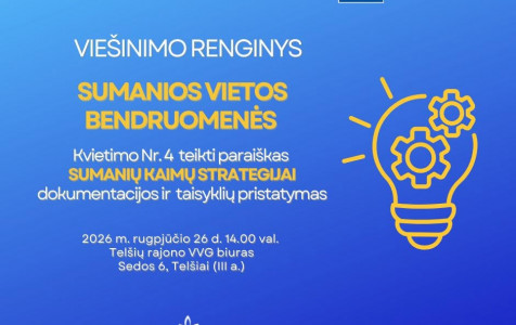 Telšių rajono vietos veiklos grupė kviečia teikti paraiškas