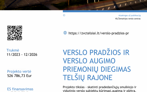Verslo pradžios ir verslo augimo priemonių diegimas Telšių rajone