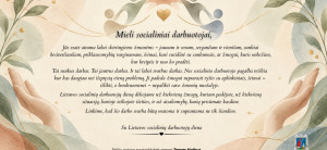 Nuoširdžiai sveikiname su Socialinių darbuotojų diena!