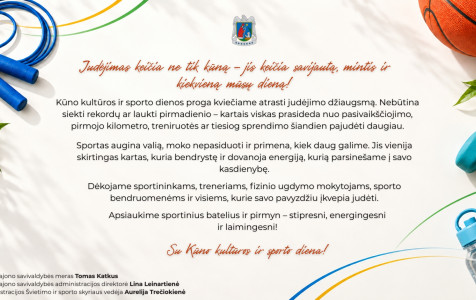 Sveikiname Kūno kultūros ir sporto dienos proga